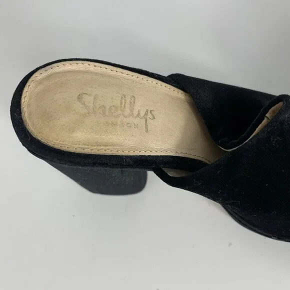 Shellys London “Dalia” Black Velvet Chunky Heel Sandals – Women’s Size 38 - Picture 9 of 9